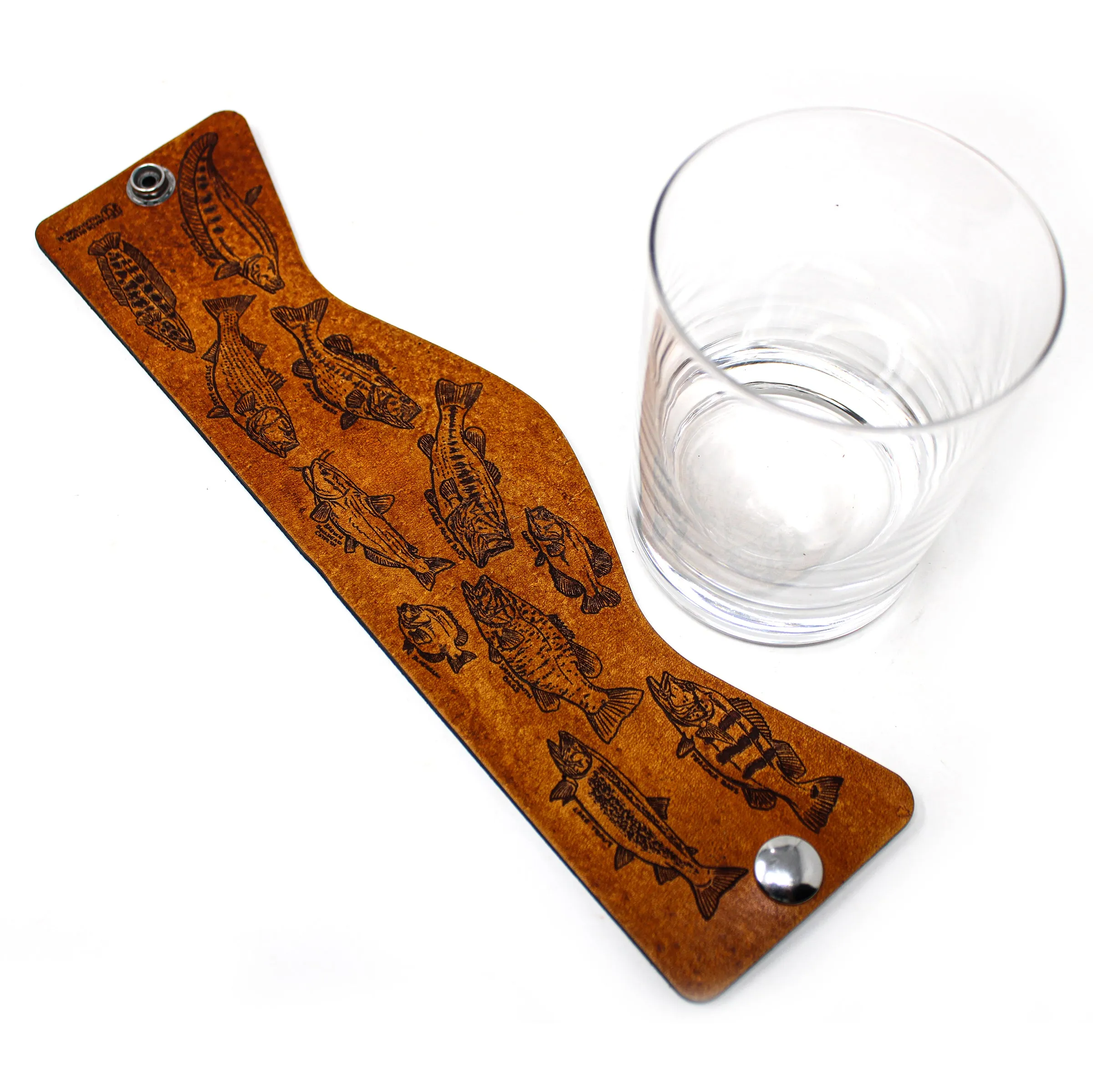 Whiskey Glass Leather Wrap - Fresh & Salt Trophy Set