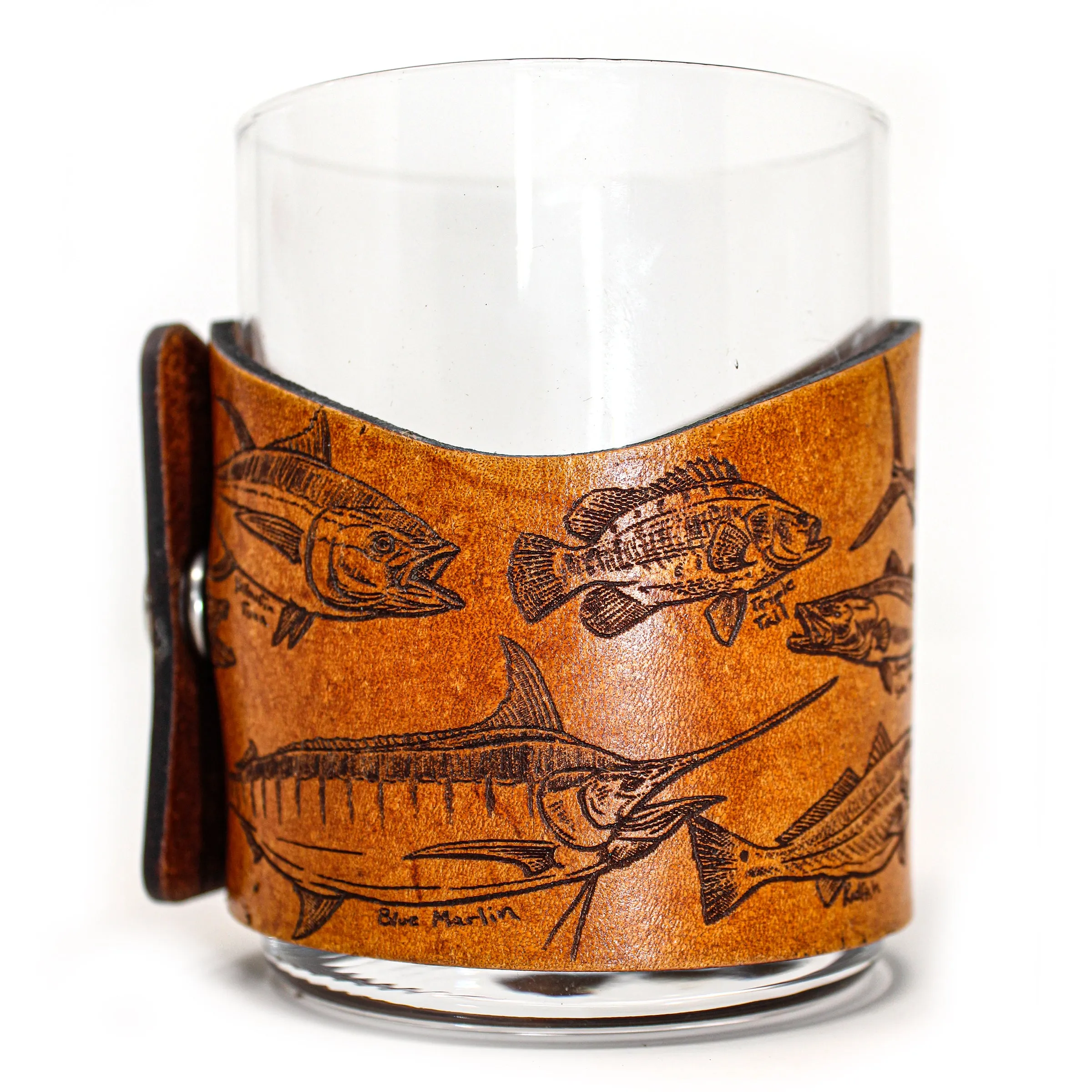 Whiskey Glass Leather Wrap - Fresh & Salt Trophy Set