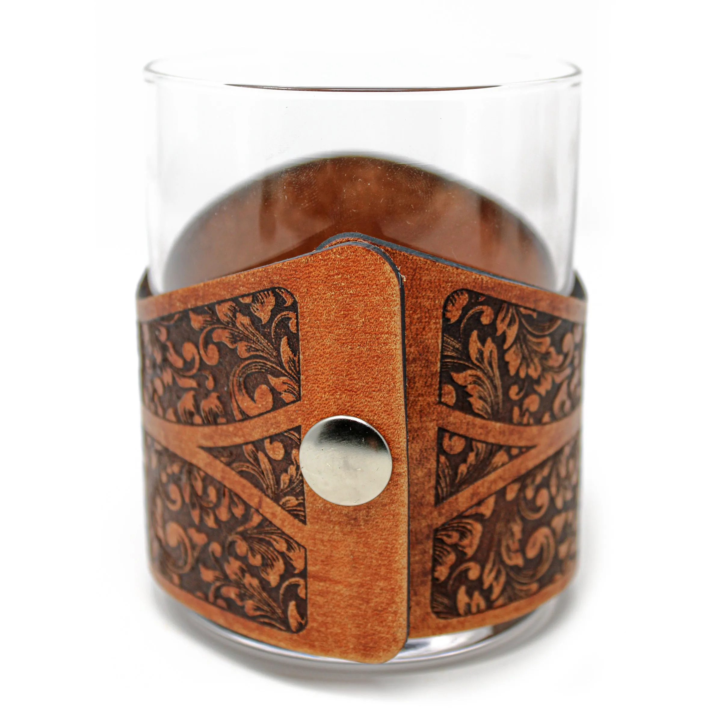 Whiskey Glass Leather Wrap - Inshore Rocks Glass Set