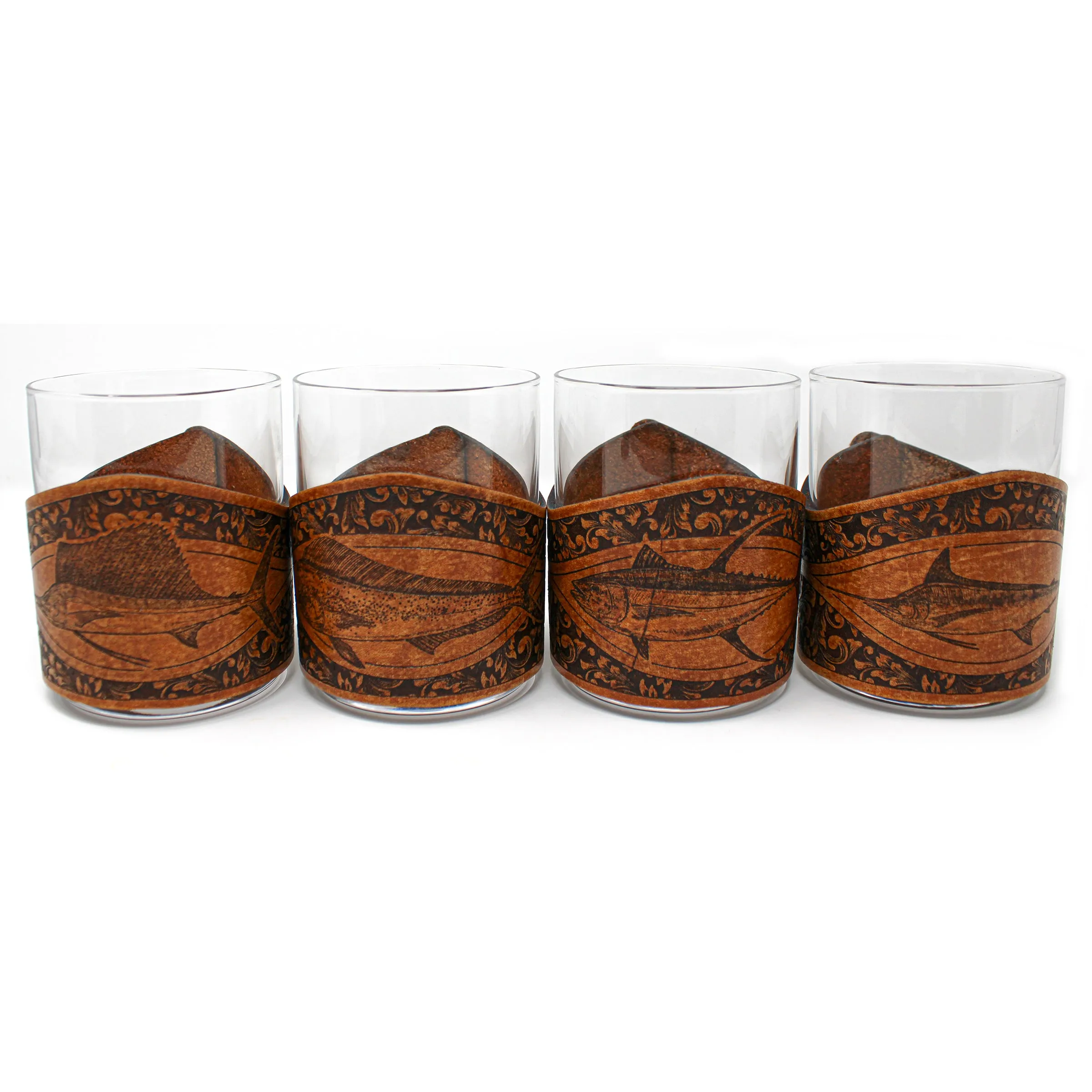 Whiskey Glass Leather Wrap - Offshore Rocks Glass Set