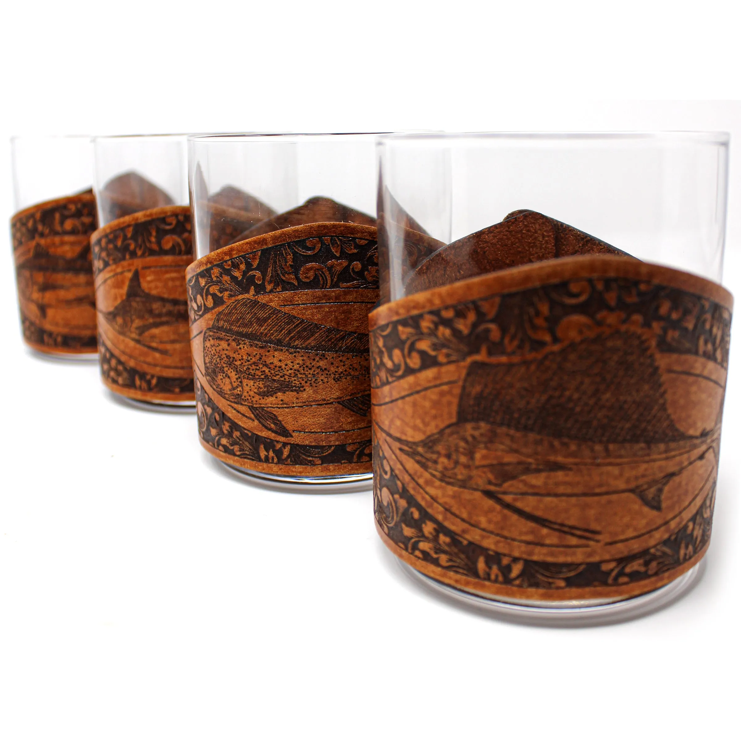 Whiskey Glass Leather Wrap - Offshore Rocks Glass Set