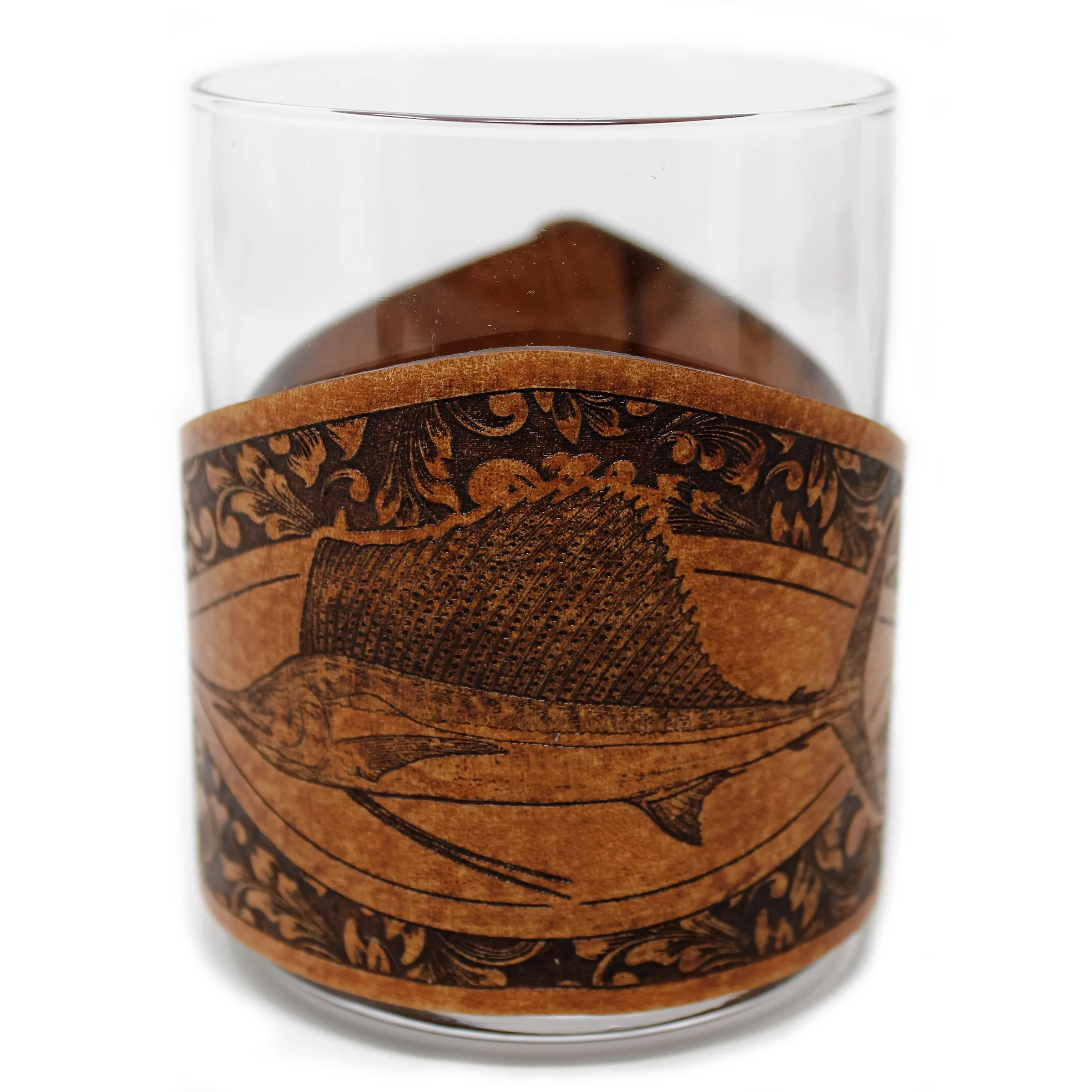 Whiskey Glass Leather Wrap - Sailfish Rocks Glass