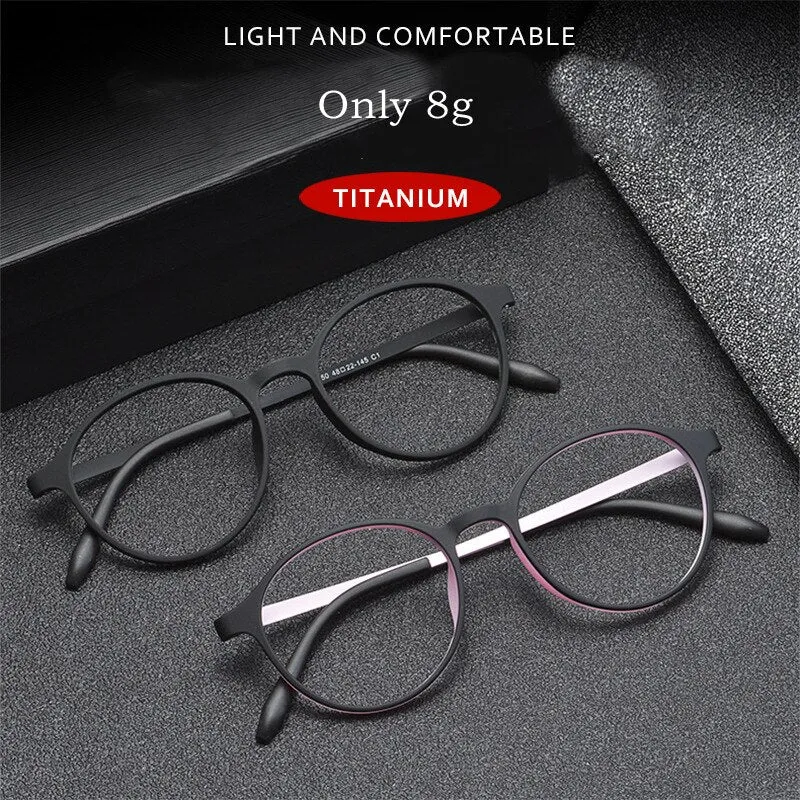 Yimaruil Men's Full Rim Round Rubber Titanium Anti-Blue Light Reading Glasses Y305