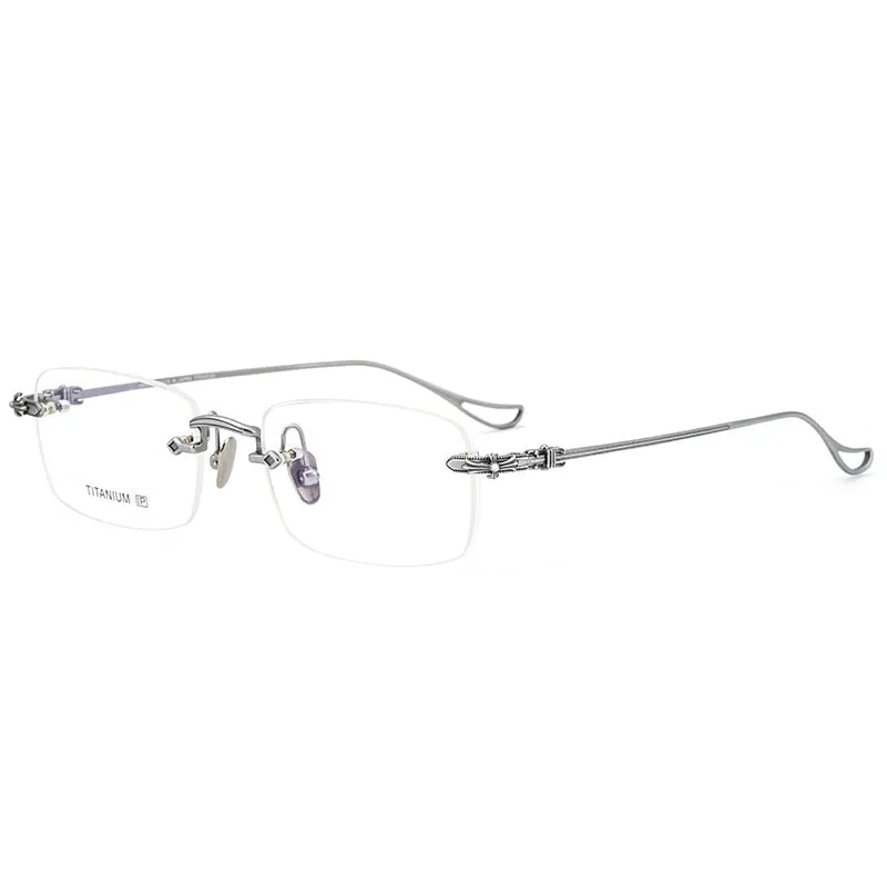 Yimaruili Men's Rimless Titanium Frame Eyeglasses WYB8808