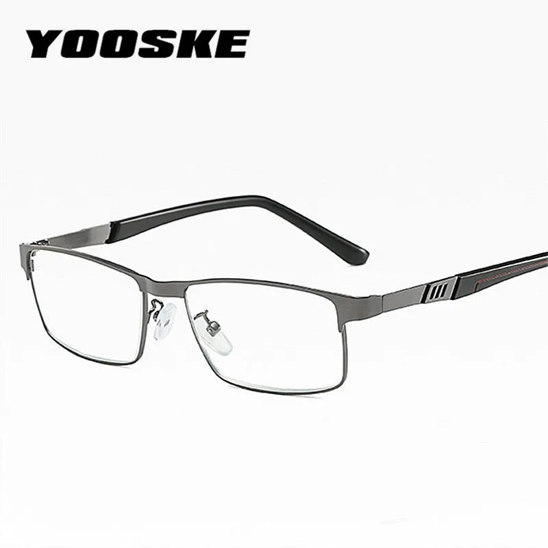 Yooske Men's Full Rim Square Stainless Steel Reading Glasses 9121