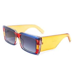 Yoplines - Retro Rectangle Square Flat Top Tinted Sunglasses