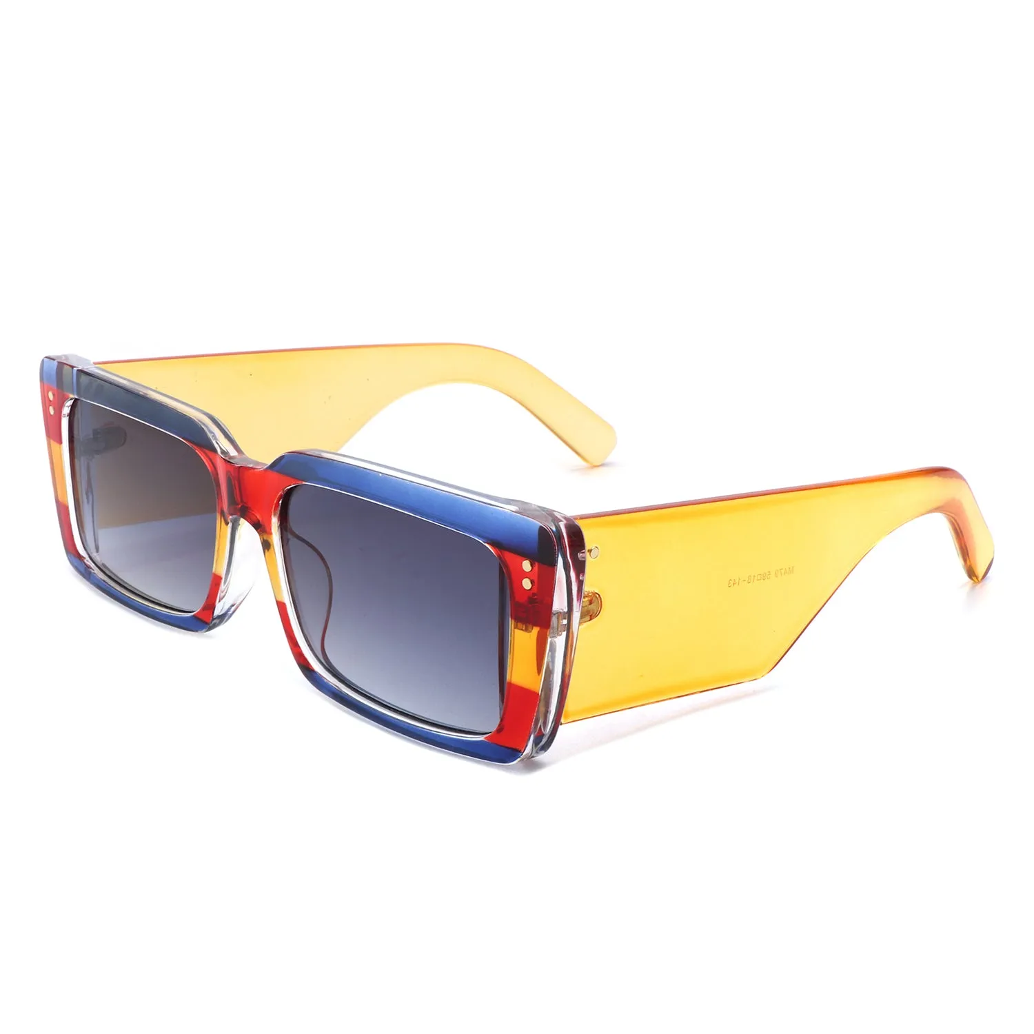 Yoplines - Retro Rectangle Square Flat Top Tinted Sunglasses