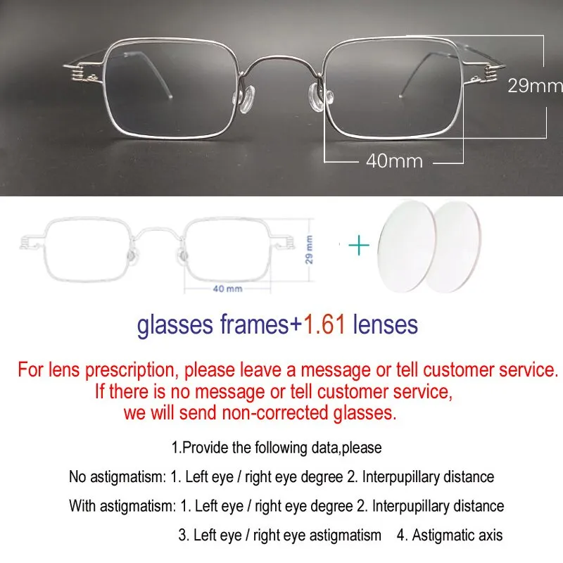 Yujo Unisex Full Rim Rectangular Screwless Stainless Steel Eyeglasses Y018