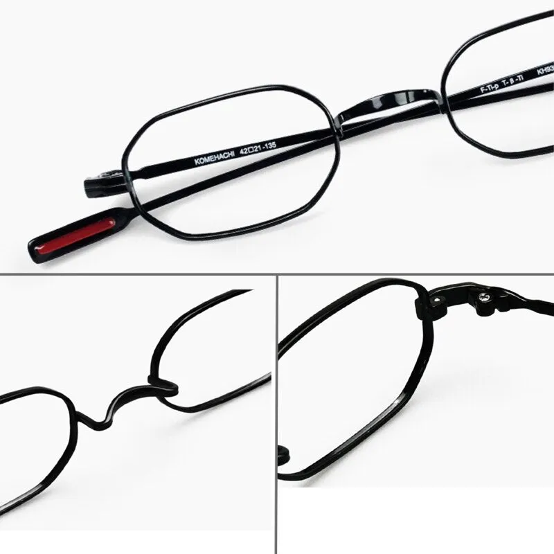 Yujo Unisex Full Rim Titanium Irregular Polygon Reading Glasses Y042