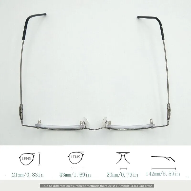 Yujo Unisex Small Square Semi Rim Stainless Steel Reading Glasses Y037