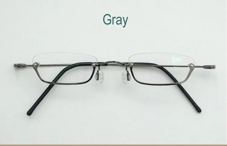 Yujo Unisex Small Square Semi Rim Stainless Steel Reading Glasses Y037