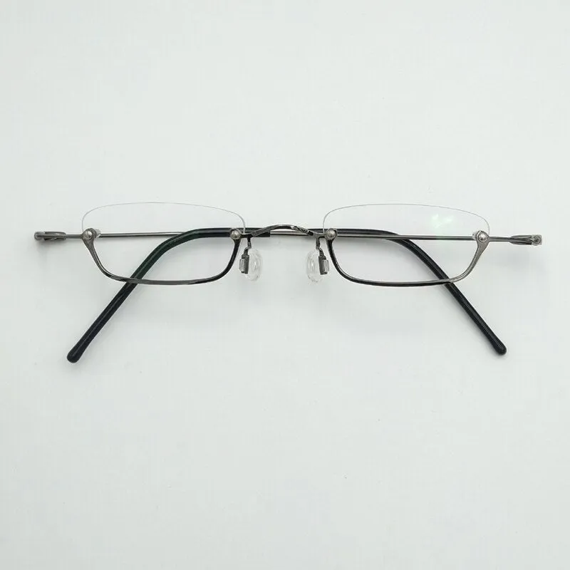 Yujo Unisex Small Square Semi Rim Stainless Steel Reading Glasses Y037