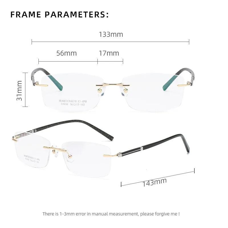 Zirosat 52050 Men's Eyeglasses Square Rimless