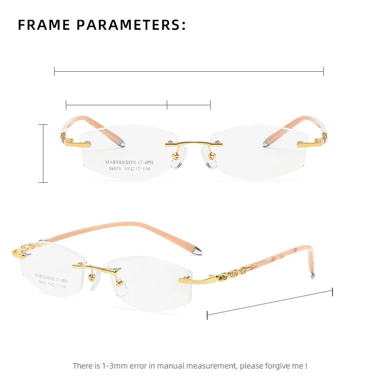 Zirosat 58075 Women's Eyeglasses Rimless Clear Eyewear Frame