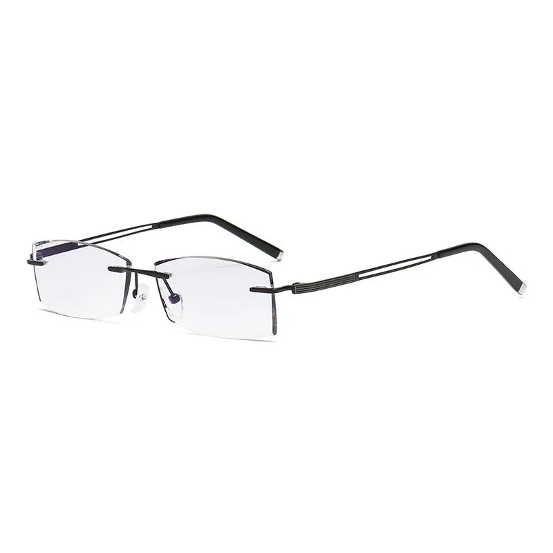 Zirosat 630HT Unisex Eyeglasses Pure Titanium Rimless Diamond Cutting