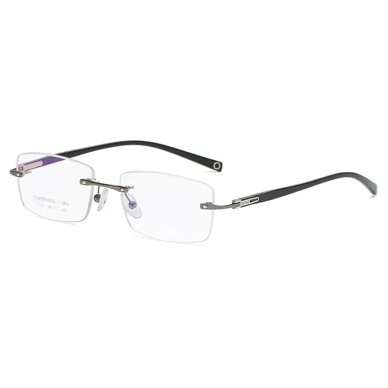 Zirosat 77003 Unisex Eyeglasses Rectangle Titanium Alloy Rimless