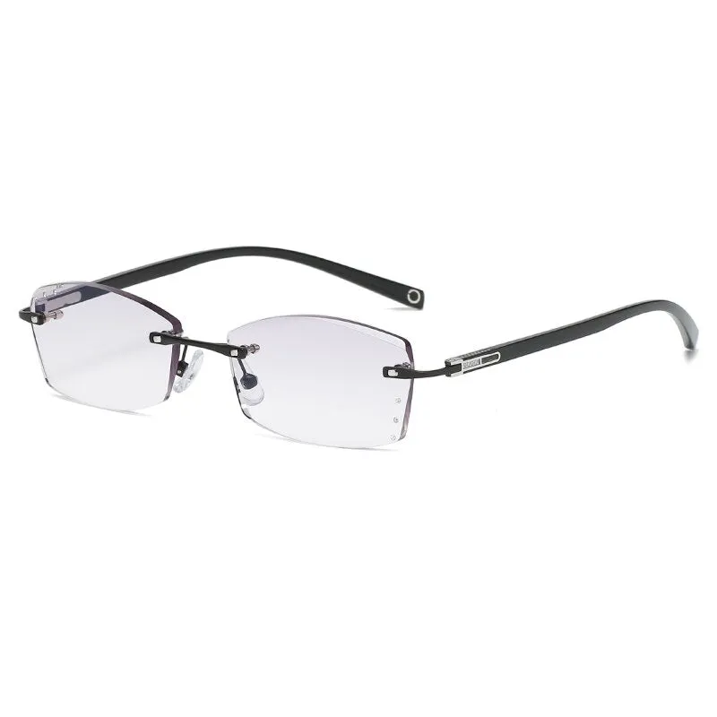 Zirosat 77003 Unisex Eyeglasses Rectangle Titanium Alloy Rimless