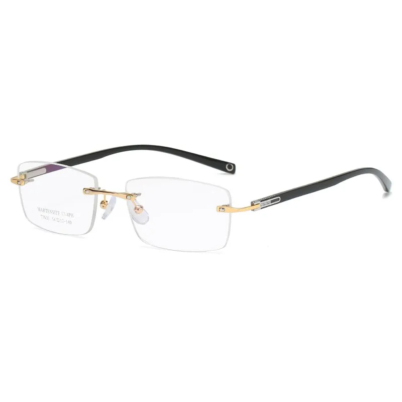 Zirosat 77003 Unisex Eyeglasses Rectangle Titanium Alloy Rimless