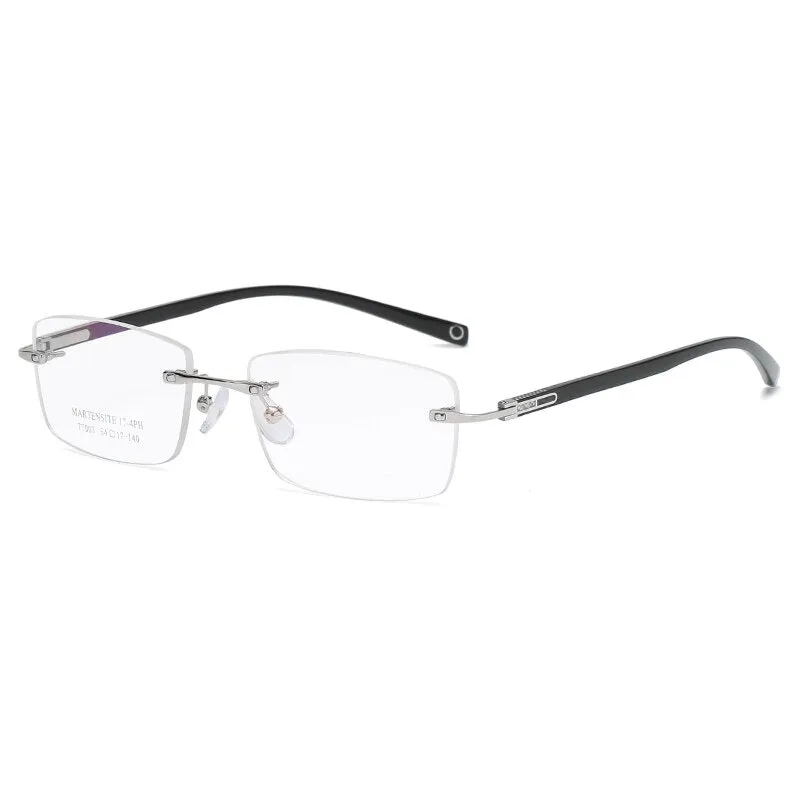 Zirosat 77003 Unisex Eyeglasses Rectangle Titanium Alloy Rimless