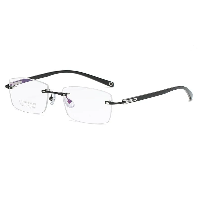 Zirosat 77003 Unisex Eyeglasses Rectangle Titanium Alloy Rimless