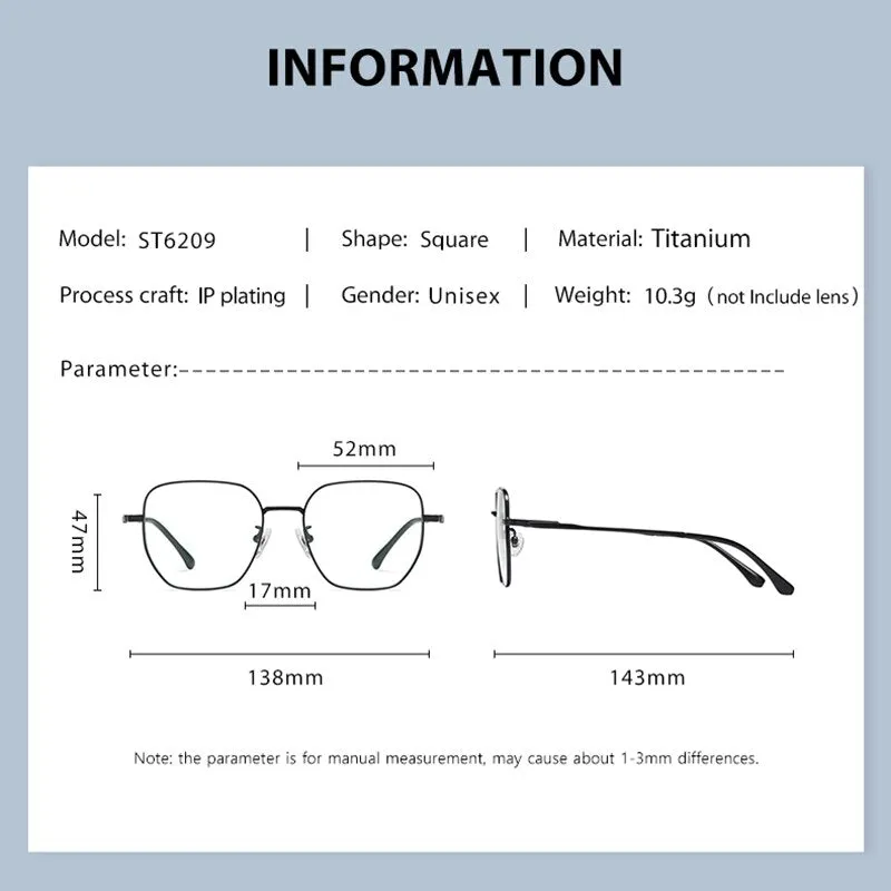 Zirosat Men's Full Rim Square Tr 90 Titanium Eyeglasses St6209